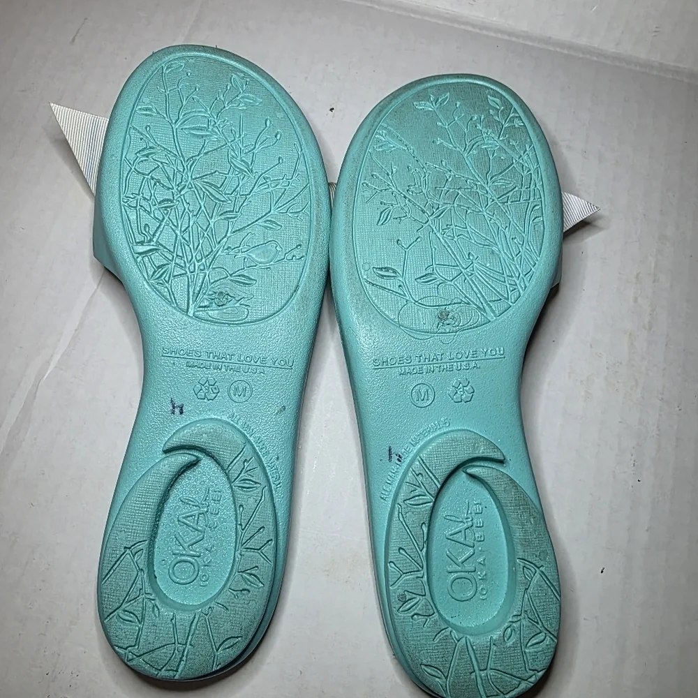 Oka B Slide Blue with Fabric Bow Sz M